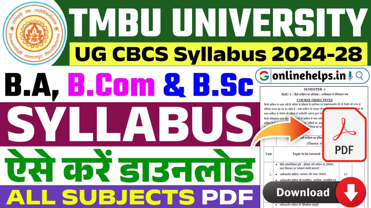 TMBU UG CBCS Syllabus 2024-28 PDF Download : 4 Year Course, Download Syllabus PDF @tmbuniv.ac.in