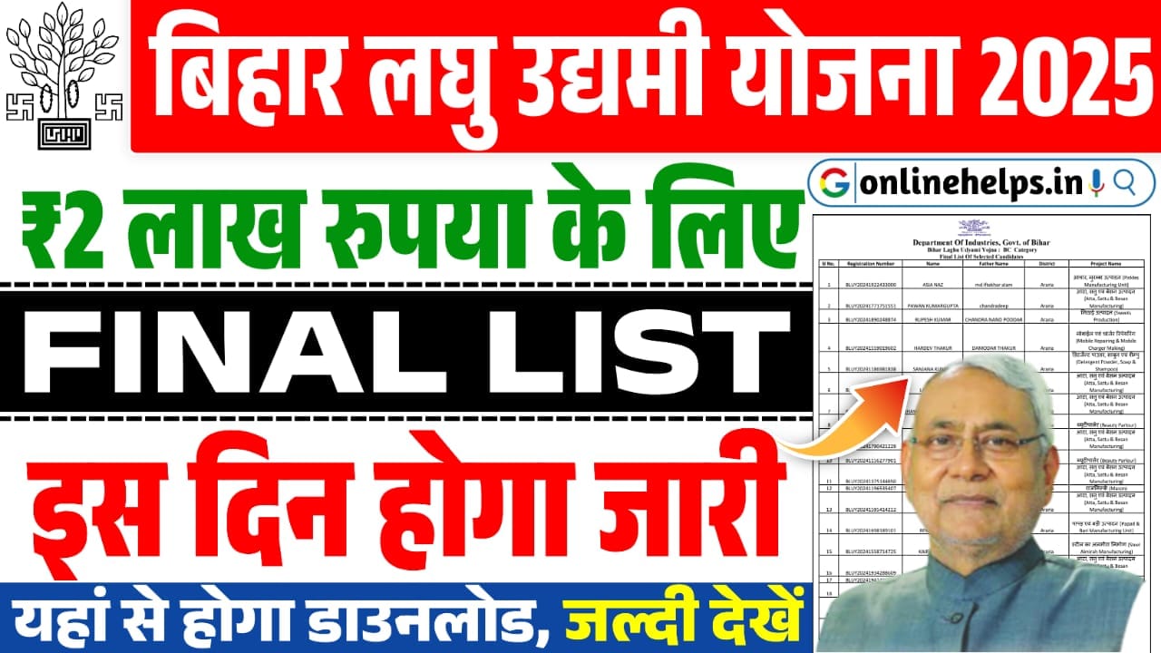 Bihar Laghu Udyami Yojana Final List 2025